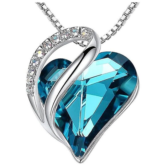 Necklaces for Women, Infinity Love Heart , December-Indicolite Zircon Blue